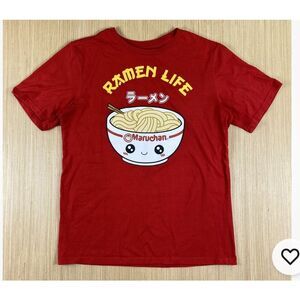 Ramen Noodles T-shirt in Red Fits Size Medium to Large‎